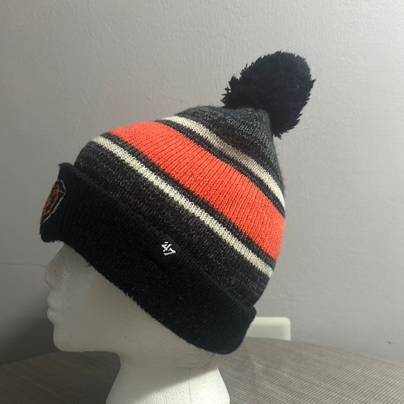 Bears Striped Pom-Pom Beanie - Navy and Orange - Picture 2 of 7